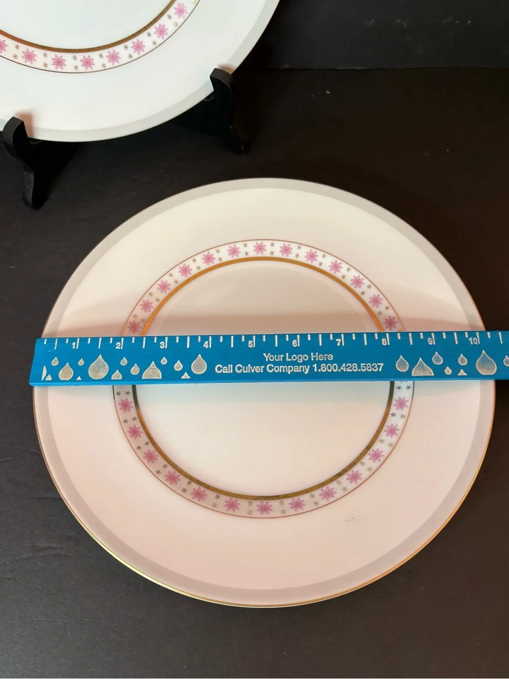 Vintage Pink Atomic Starburst Meito Fine China 10” Dinner Plates Set of 2